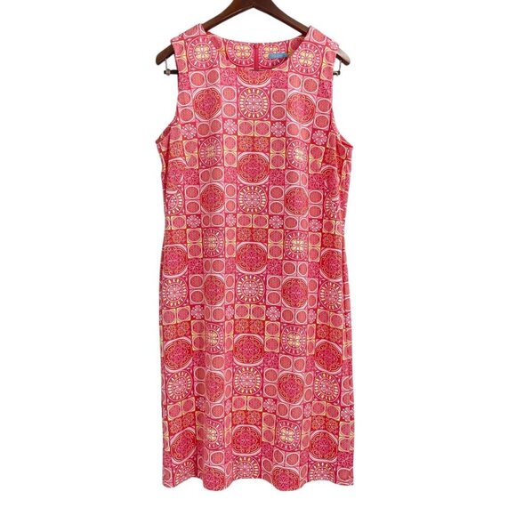 J. McLaughlin Dresses & Skirts - J. McLaughlin Coral Printed Sleeveless Shift Dress Womens Size XL Catalina Cloth